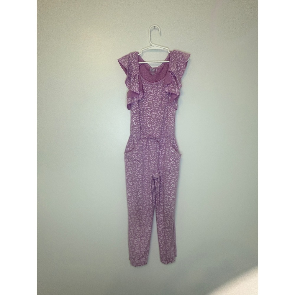 Circo Girls Purple Geometric Ruffle Sleeve Jumpsuit S 6/6X